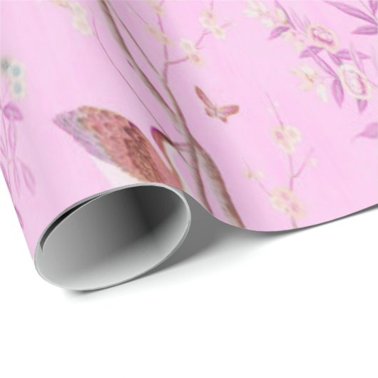 Roze Chinoiserie Chinese Decoupage Cadeaupapier (Rol Hoek)