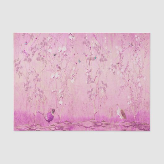 Roze Chinoiserie Chinese Decoupage Tissuepapier (Voorkant)