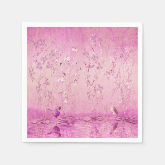 Roze Chinoiserie Decoupage Servet (Voorkant)