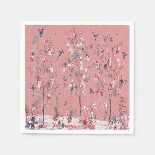 Roze Chinoiserie Decoupage Servet (Voorkant)