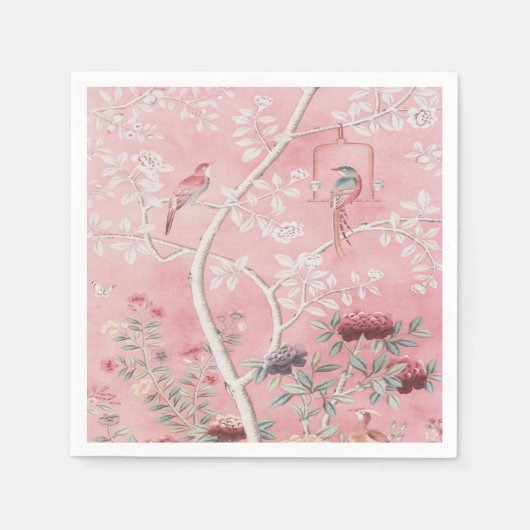 Roze Chinoiserie Decoupage Servet (Voorkant)