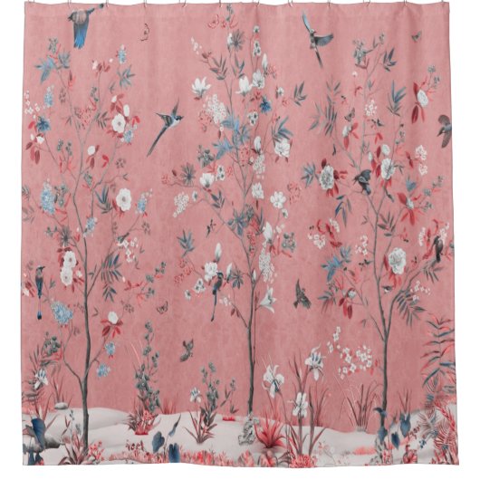 Roze Chinoiserie Douchegordijn (Voorkant)