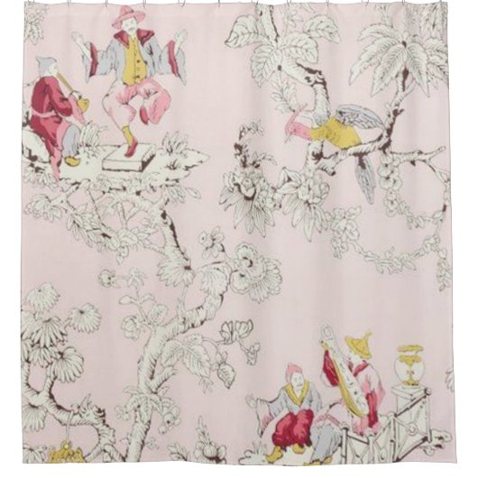 Roze Chinoiserie Douchegordijn (Voorkant)