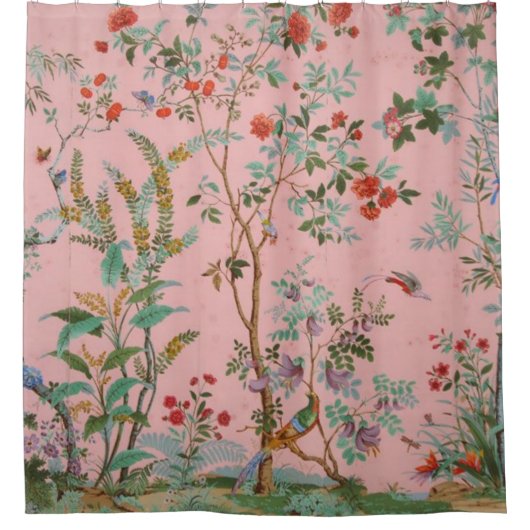 Roze Chinoiserie Douchegordijn (Voorkant)