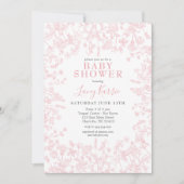 Roze Chinoiserie Floral baby shower Invitation, Kaart (Voorkant)