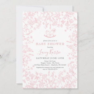 Roze Chinoiserie floral baby shower uitnodiging, Kaart