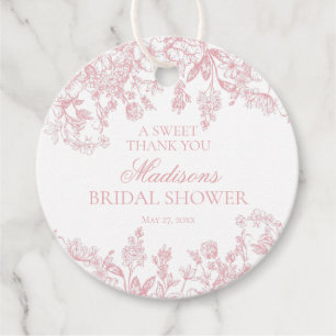 Roze Chinoiserie Floral Vrijgezellenfeest Circle Bedankjes Labels