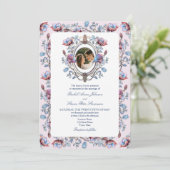 Roze Chinoiserie Fotobruiloft Kaart (Staand voorkant)