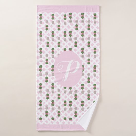 Roze Chinoiserie Ginger Jar Topiary Basket Badhanddoek (Badhanddoek)