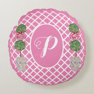 Roze Chinoiserie Ginger Jar Topiary Basket Rond Kussen
