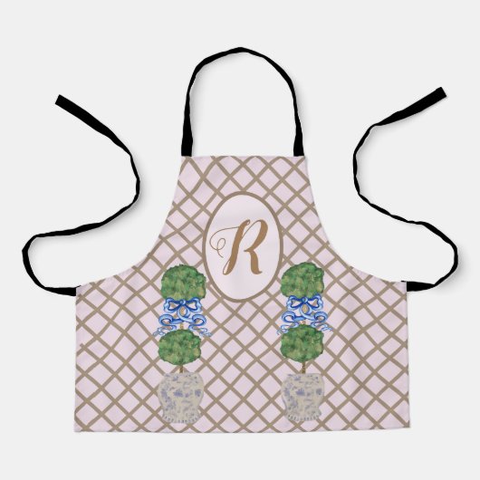 Roze Chinoiserie Ginger Jar Topiary Schort (Voorkant)