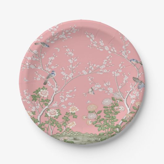 Roze Chinoiserie Papieren Bordje (Voorkant)