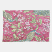 Roze Chinoiserie pauwenbloem Theedoek (Horizontaal)