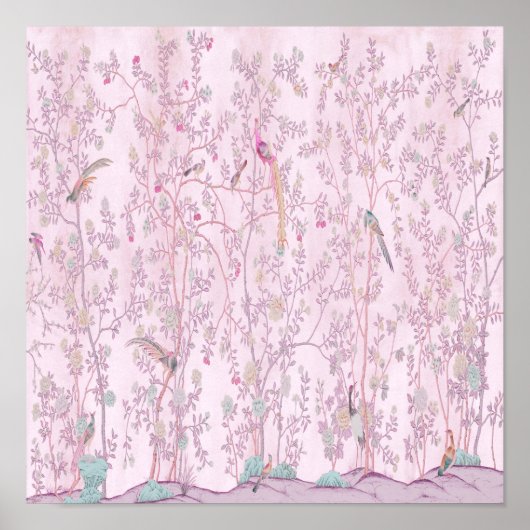 Roze Chinoiserie Poster (Voorkant)