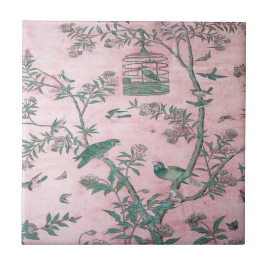 Roze Chinoiserie Tegeltje (Voorkant)