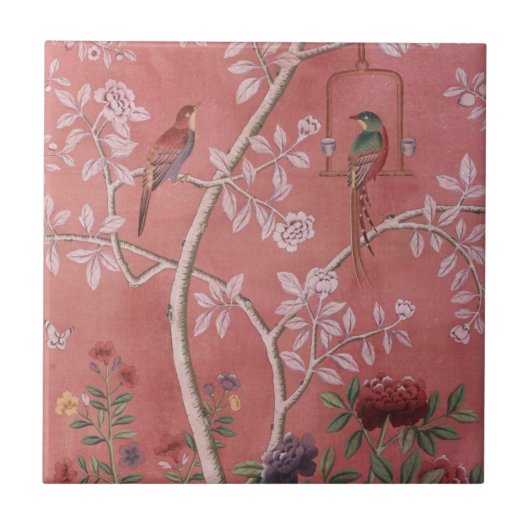Roze Chinoiserie Tegeltje (Voorkant)
