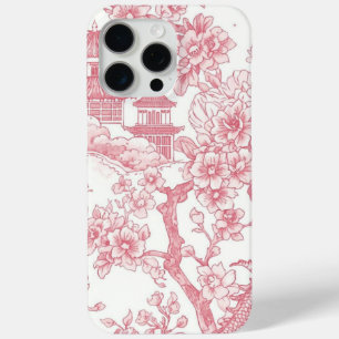 Roze Chinoiserie Toile Draak Kersenbloesem iPhone 15 Pro Max Hoesje
