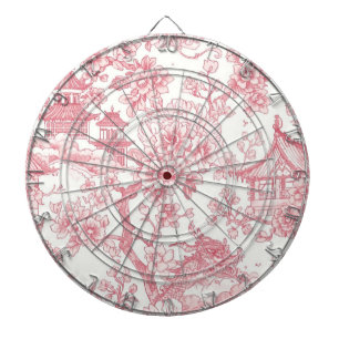Roze Chinoiserie Toile Draak Kersenbloesem Dartbord