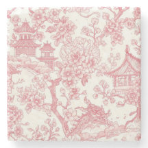 Roze Chinoiserie Toile Draak Kersenbloesem