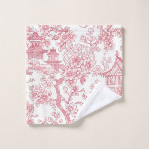 Roze Chinoiserie Toile Draak Kersenbloesem Washandje