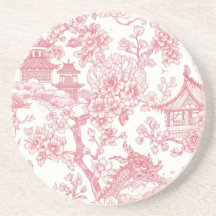 Roze Chinoiserie Toile Draak Kersenbloesem
