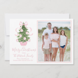 Roze Chinoiserie Tree Kerstkaart Kaart