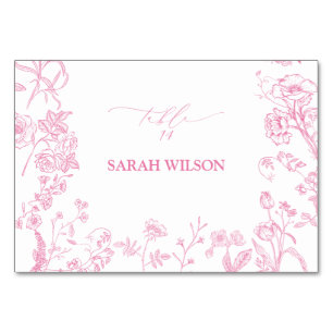 Roze Chinoiserie Victoriaanse Plaatskaart Kaart
