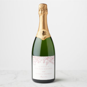 Roze Chinoiserie Vintage Bloem Geschenklabel Sparkling Wijnetiket