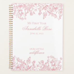 Roze Chinoiserie Vintage Bloemige Eerste Jaar Planner