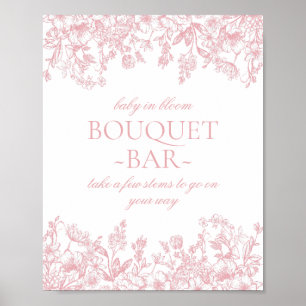 Roze Chinoiserie Vintage Florale Babyboeket Bar Poster