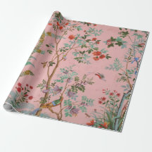 Roze Chinoiserie Vogel Bloemen Decoupage Gift