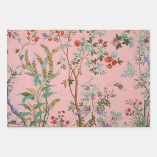 Roze Chinoiserie Vogel Bloemen Decoupage Gift Inpakpapier Vel