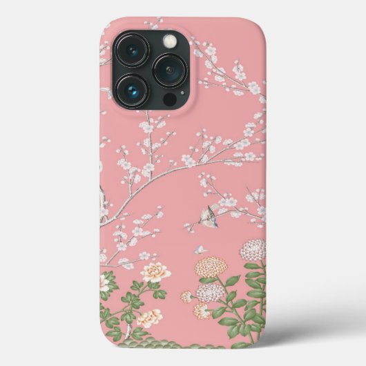 Roze Chinoiserie Vogel Bloemen Elegant Case-Mate iPhone Case (Achterkant)