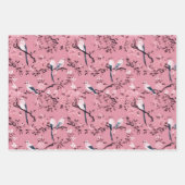 Roze Chinoiserie vogel bloemendecoupage Inpakpapier Vel (Voorkant 3)
