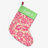 Roze Chintz Pattern Grote Kerstsok (Voorkant (Hangend))