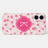 Roze Chique  Bloemenprint Monogram Case-Mate iPhone Case (Achterkant (horizontaal))
