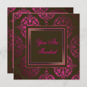 Roze Chocolade Bruin & Roze Feest Uitnodiging (Voorkant / Achterkant)