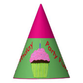 Roze chocolade Cupcake Balloons Partij Petten Feesthoedjes (Voorkant)