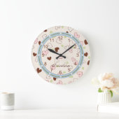 Roze Chocolade en Lime Hartjes Print Klok (Huis)