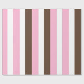 Roze, chocolade en witte strepen cadeaupapier (Vlak)