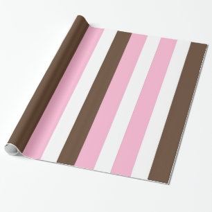 Roze, chocolade en witte strepen cadeaupapier