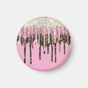 Roze Chocolade Ice Cream Glitter Drips Magneet