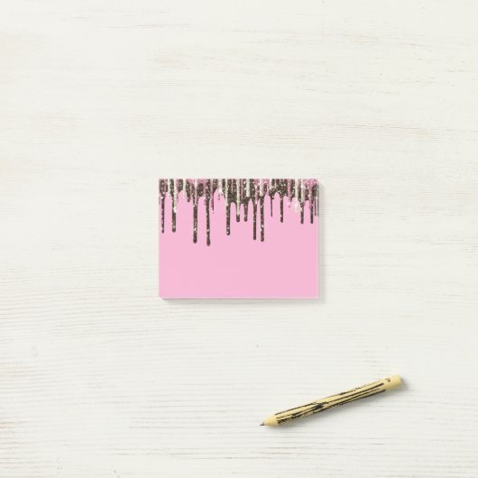 Roze Chocolade Ice Cream Glitter Drips Verjaardag Post-it® Notes (Op bureau)
