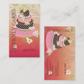Roze + Chocolade Trouwtaart/Bakkerij/Pâtisserie Visitekaartje (Voorkant / Achterkant)