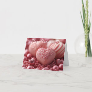 Roze Chocoladeharten  Valentijns Groet Feestdagen Kaart