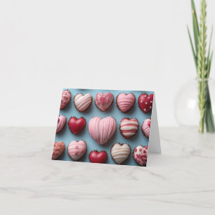 Roze Chocoladeharten Valentijns Groet Feestdagen Kaart