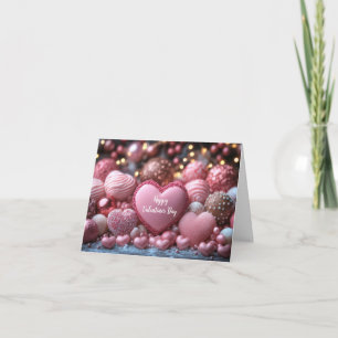 Roze Chocoladeharten  Valentijns Groet Feestdagen Kaart