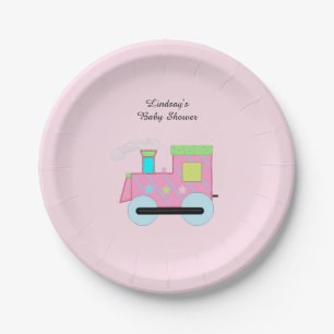 Roze Choo Baby shower Papieren Bordje