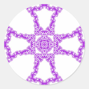 Roze Christelijk Kruis Modern Esthetische Kunst Ronde Sticker