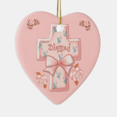 Roze, Christelijk kruishart ornament (Rechts)